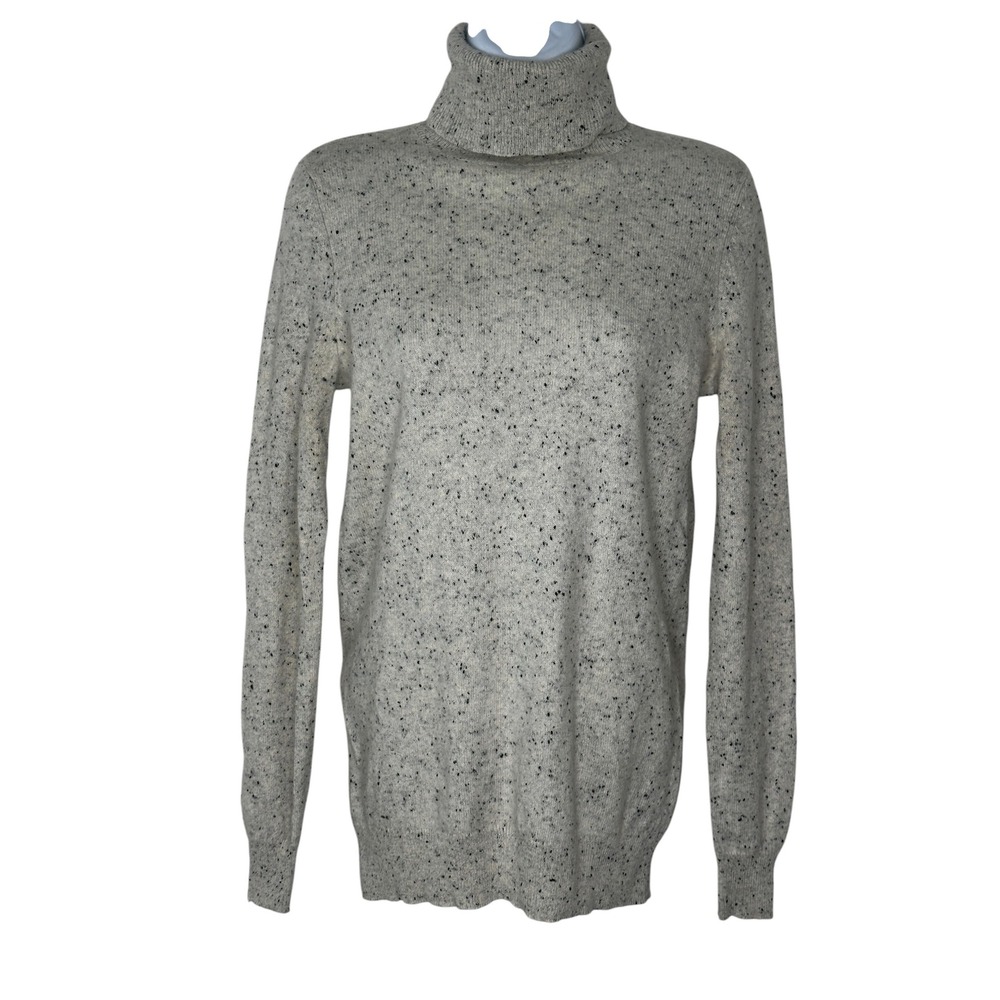 C by Bloomingdale's Turtleneck Sweater Small Speckled 100% 2-Ply Cashmere Knit